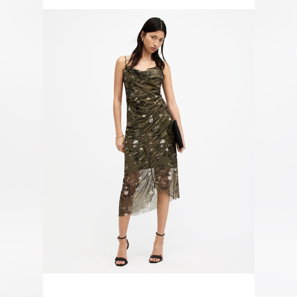 Ulla Mesh Draped Kora Midi Dress